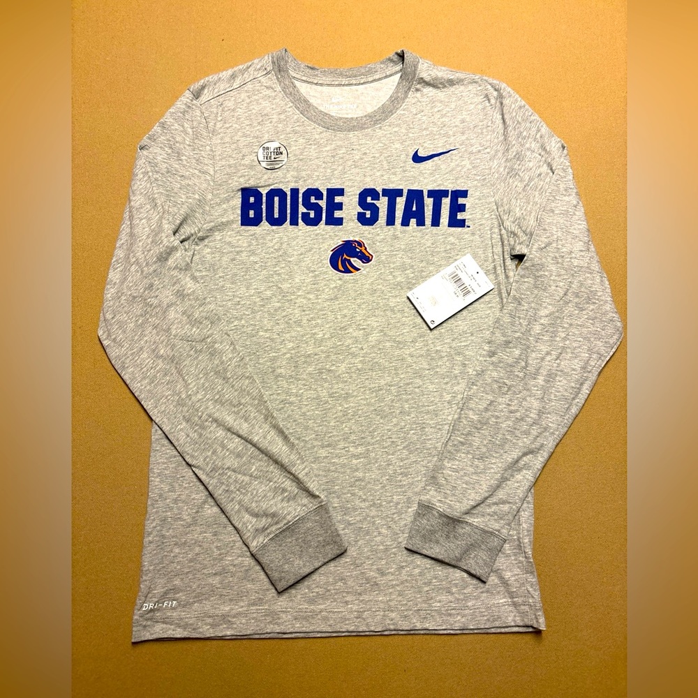 New Men’s Nike Dri-Fit Boise State Broncos Gray Long Sleeve T-shirt Small S